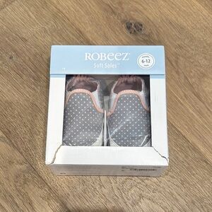 Robeez Pink and Gray Baby Walker Shoes